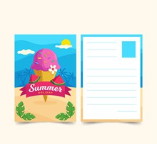 创意夏季冰淇淋明信片矢量图片