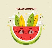 可爱夏季戴太阳镜的西瓜矢量图下载