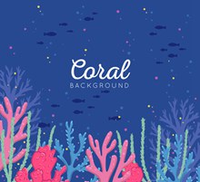彩色海底珊瑚风景背景矢量图