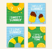 4款彩色夏季卡片矢量