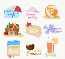 9款彩色夏季假期标签图矢量图下载