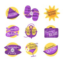9款紫色夏季标签矢量素材