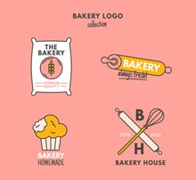 4款创意面包店标志矢量下载
