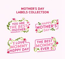 4款粉色母亲节标签矢量图下载