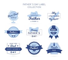 9款蓝色父亲节标签矢量图片