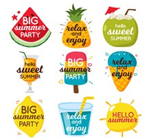 9款彩色夏季派对标签图矢量素材