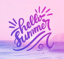 紫色大海风景夏季艺术字图矢量素材