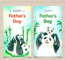 2款手绘父亲节熊猫banner图矢量素材