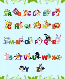 26个可爱动物装饰字母矢量图片