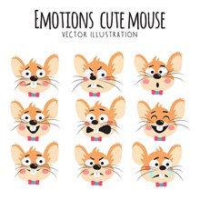9款卡通老鼠表情矢量图
