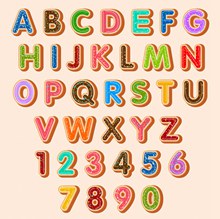 26款彩色饼干字母和10款数字图矢量素材
