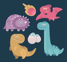 4款可爱恐龙设计矢量图片