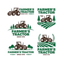 5款创意农场拖拉机标志图矢量