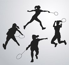 4款创意羽毛球女子剪影图矢量图