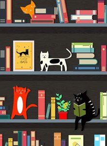 创意书架和猫咪矢量