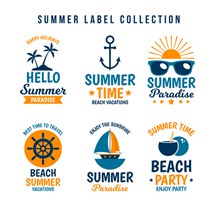 6款创意夏季沙滩标签矢量图