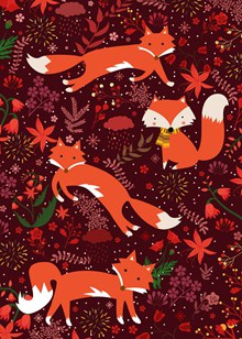 秋季狐狸和树叶矢量