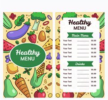 创意果蔬健康菜单正反面图矢量素材