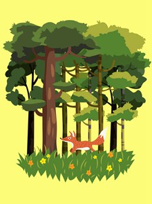 创意森林狐狸风景矢量图片