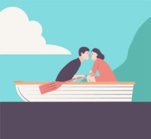 创意划船约会的男女矢量下载