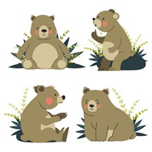 4款可爱卡通熊设计矢量图下载