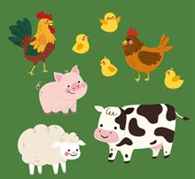 9款可爱笑脸农场动物图矢量图下载