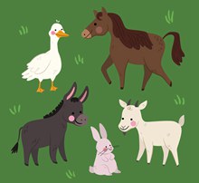 5款可爱农场动物设计矢量图下载