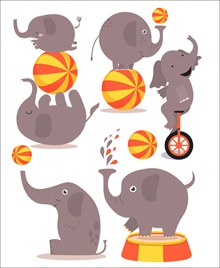6款卡通大象设计矢量图下载