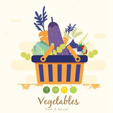 创意装满购物篮的蔬菜矢量下载