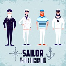4款创意航海男子矢量图片