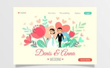 创意新人婚礼网站登陆页矢量素材