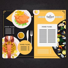创意海鲜菜肴餐馆菜单矢量图