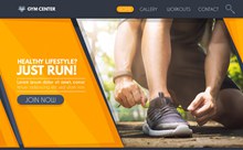 创意跑步人物健身网站登陆页图矢量素材