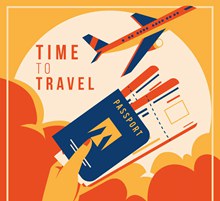 创意旅行飞机和护照矢量图下载