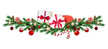 创意圣诞节松枝礼盒装饰物图矢量图片