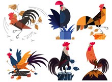 6款创意公鸡设计矢量图片