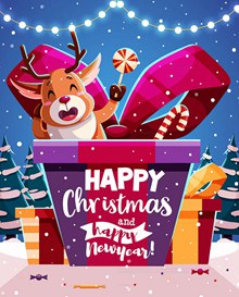 可爱圣诞驯鹿和礼物矢量图片