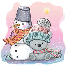 卡通冬季雪人和熊矢量下载