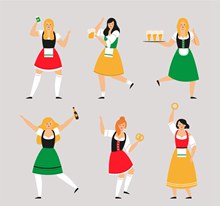 6款创意德国啤酒节女郎矢量图片