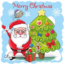 卡通圣诞树和圣诞老人设计矢量素材