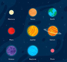 创意太阳系八大行星设计矢量图下载