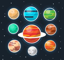 彩色太阳系行星贴纸矢量下载