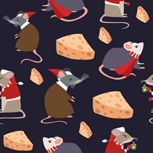 创意老鼠和奶酪无缝背景图矢量