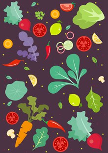 彩色蔬菜水果无缝背景设计图矢量