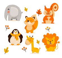 6款可爱秋季动物设计矢量