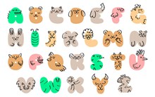 26个抽象动物字母矢量图下载