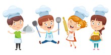 4个卡通烹饪儿童矢量图片