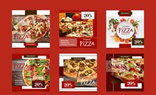 6款红色披萨促销传单矢量图片
