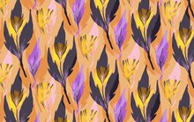 抽象紫色花卉无缝背景矢量素材