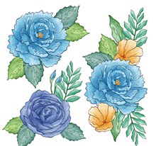 3款手绘蓝色花卉矢量下载